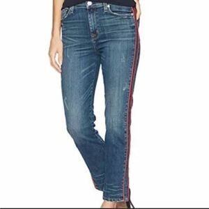 Hudson Zoeey High Rise Red Stripe Straight Jeans Sz 25